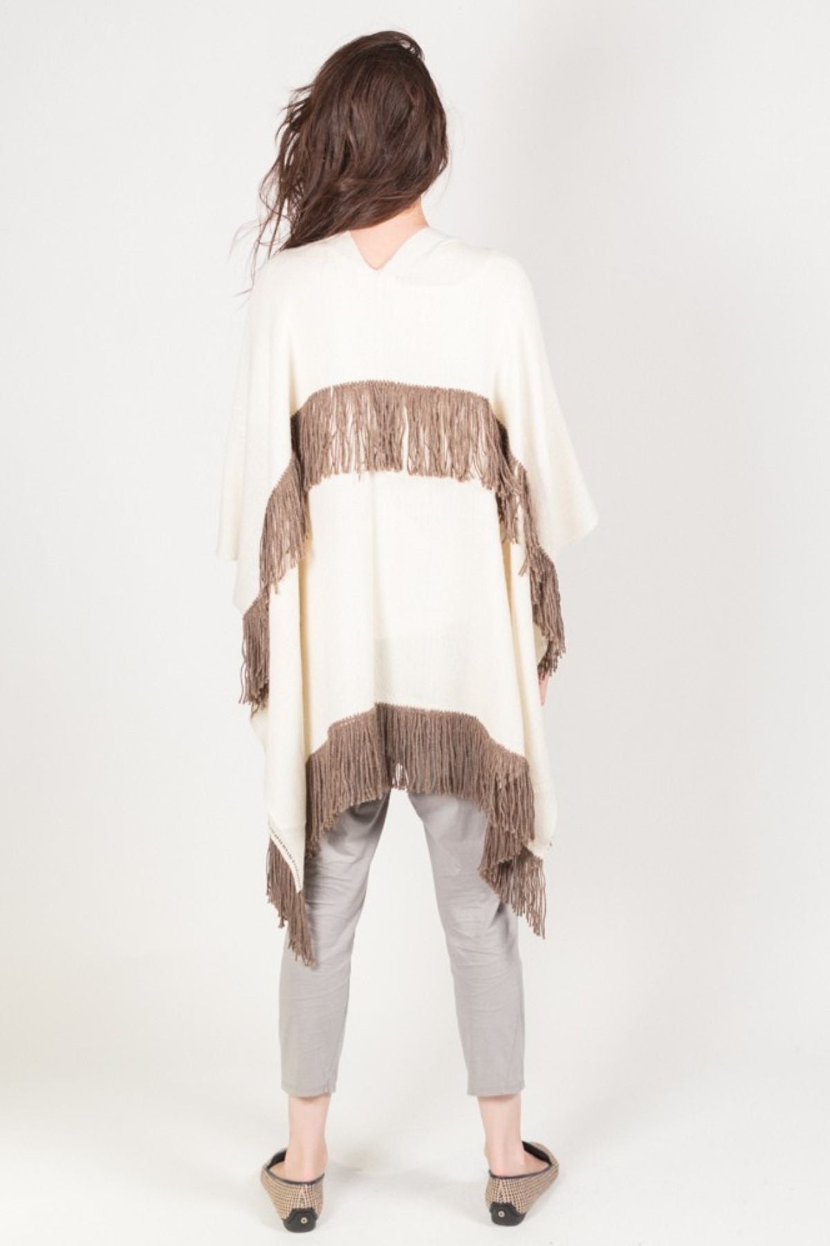 Clint Hand-Woven Baby Alpaca Poncho with Fringe
