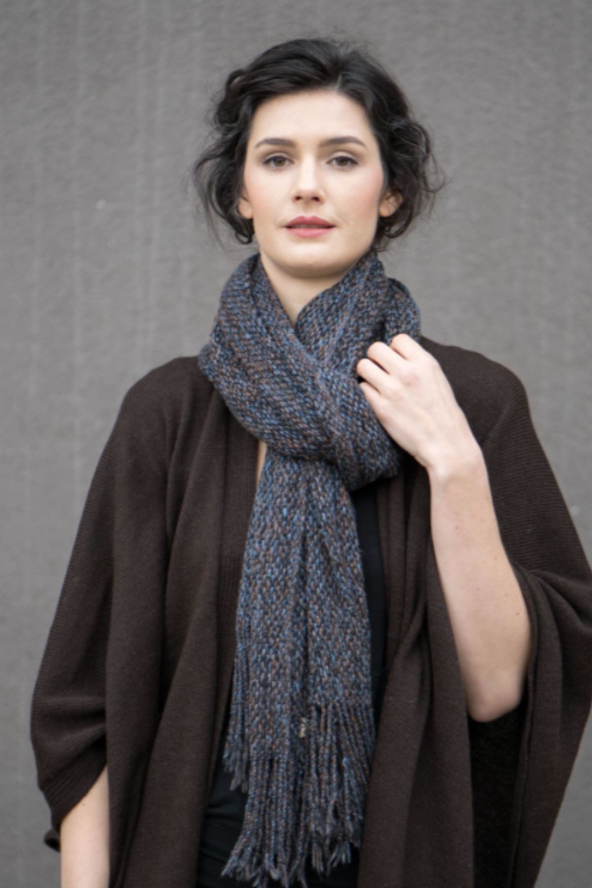 arzé pima cotton shawl - blue-grey
