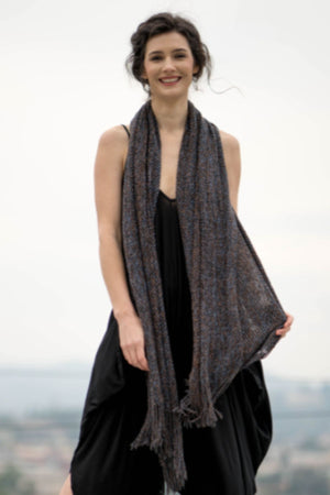 arzé pima cotton shawl - blue-grey