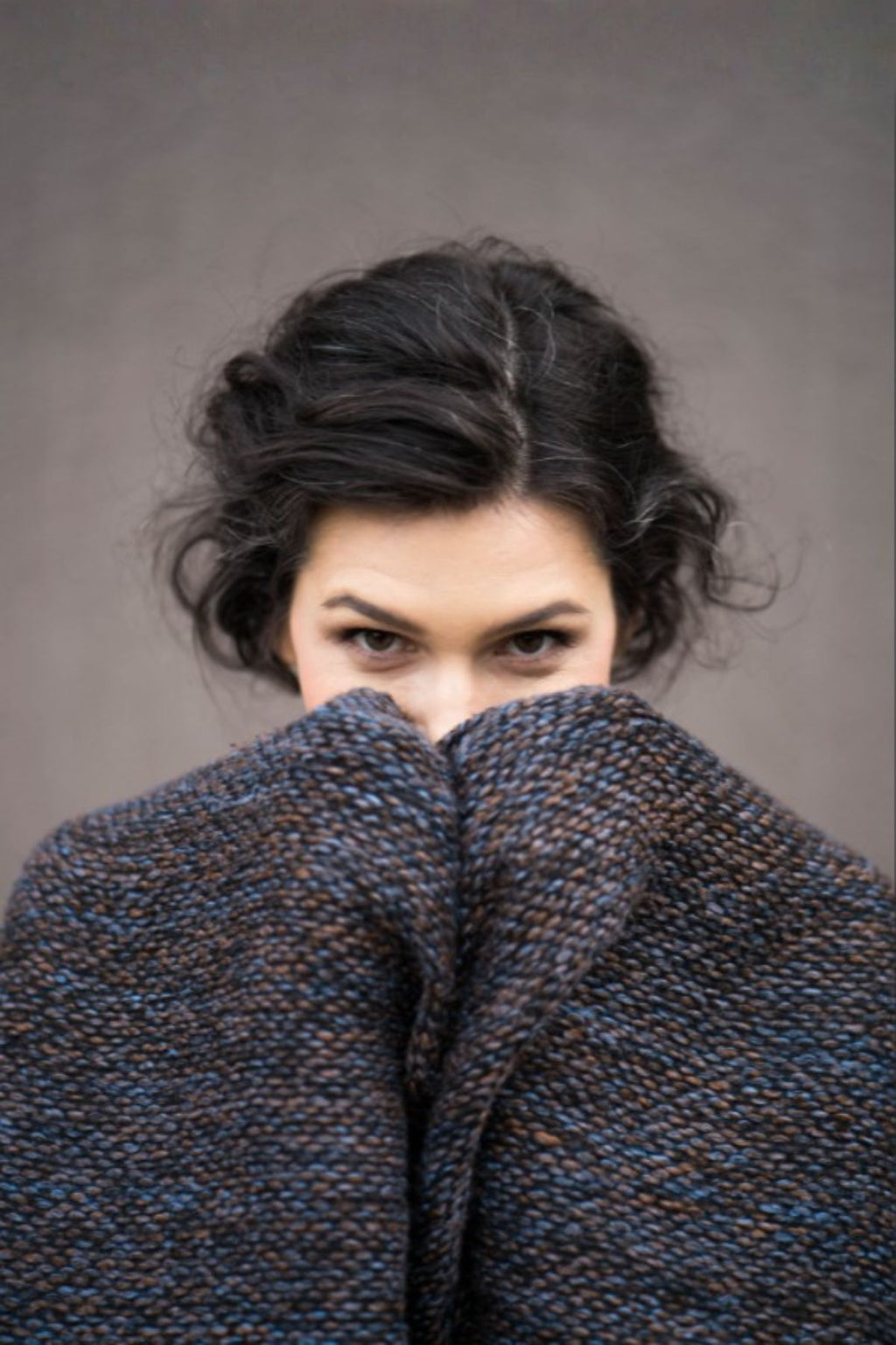 arzé pima cotton shawl - blue-grey
