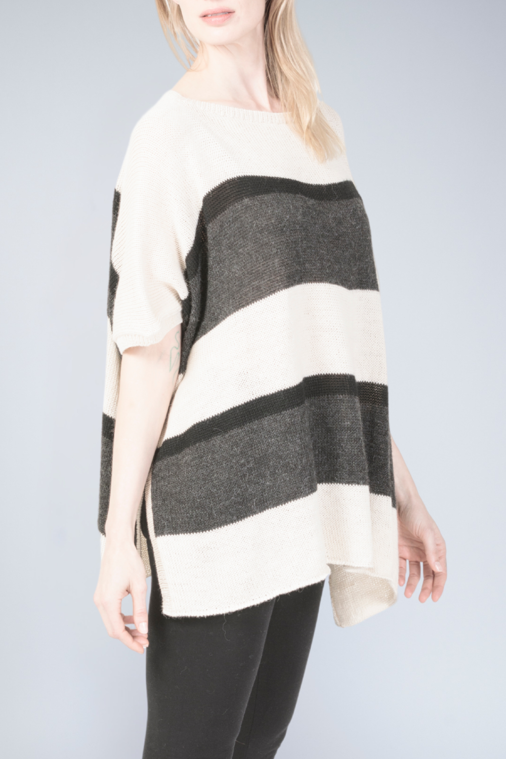 Joan Alpaca Striped Boat-Neck Sweater