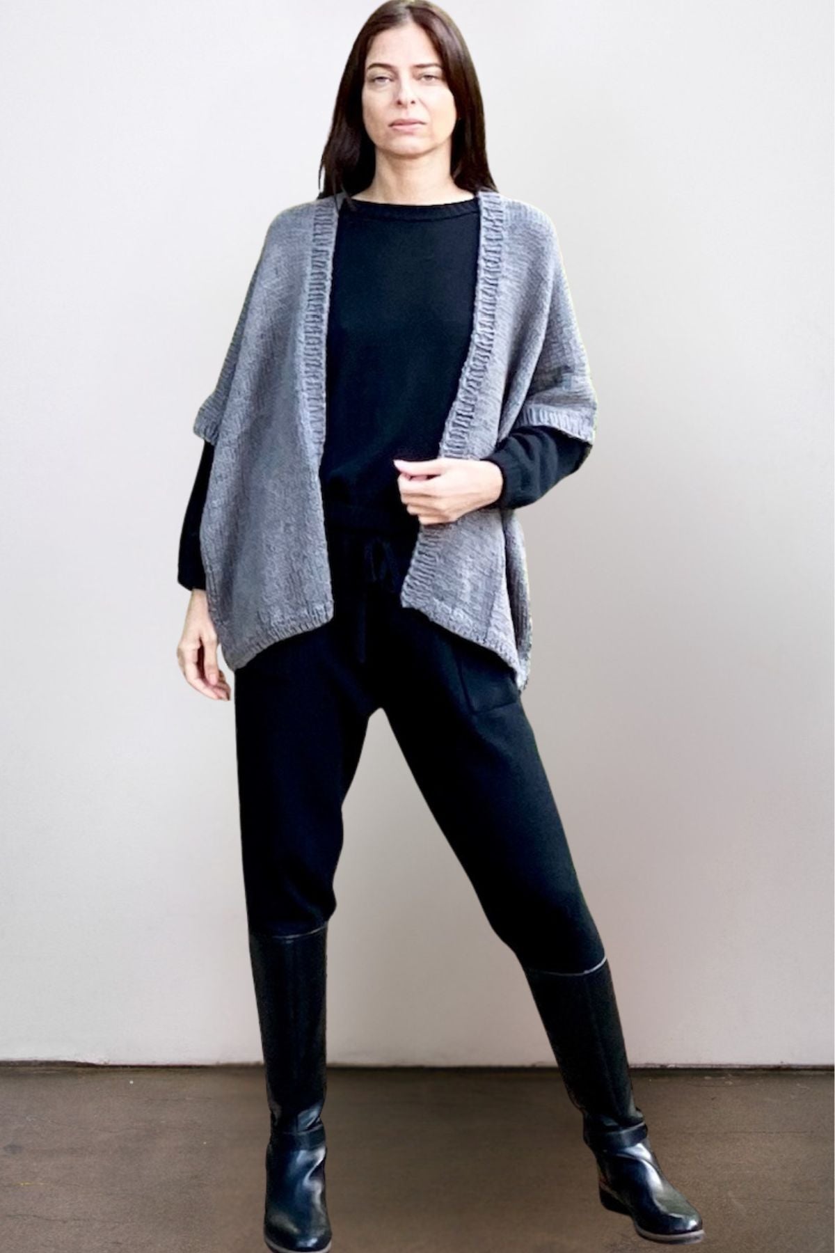 Kimono Cardigan in Hand-Spun Baby Alpaca - Eucalyptus