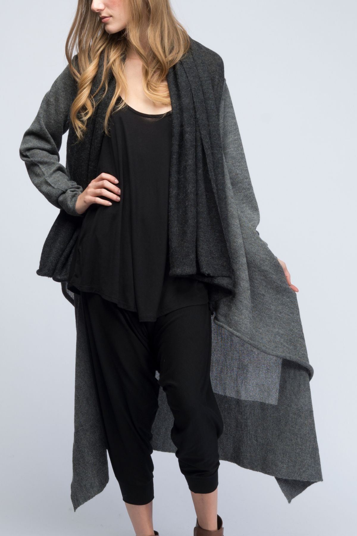 Meryl Two Color Hand-Loomed Alpaca Poncho