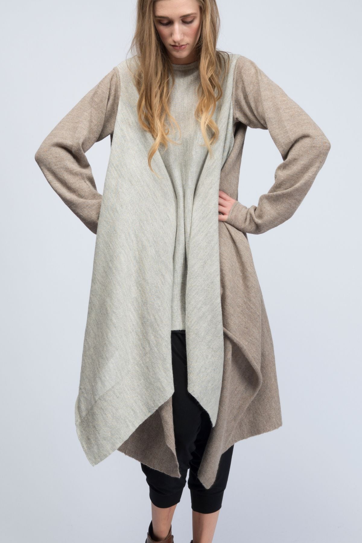 Meryl Two Color Hand-Loomed Alpaca Poncho