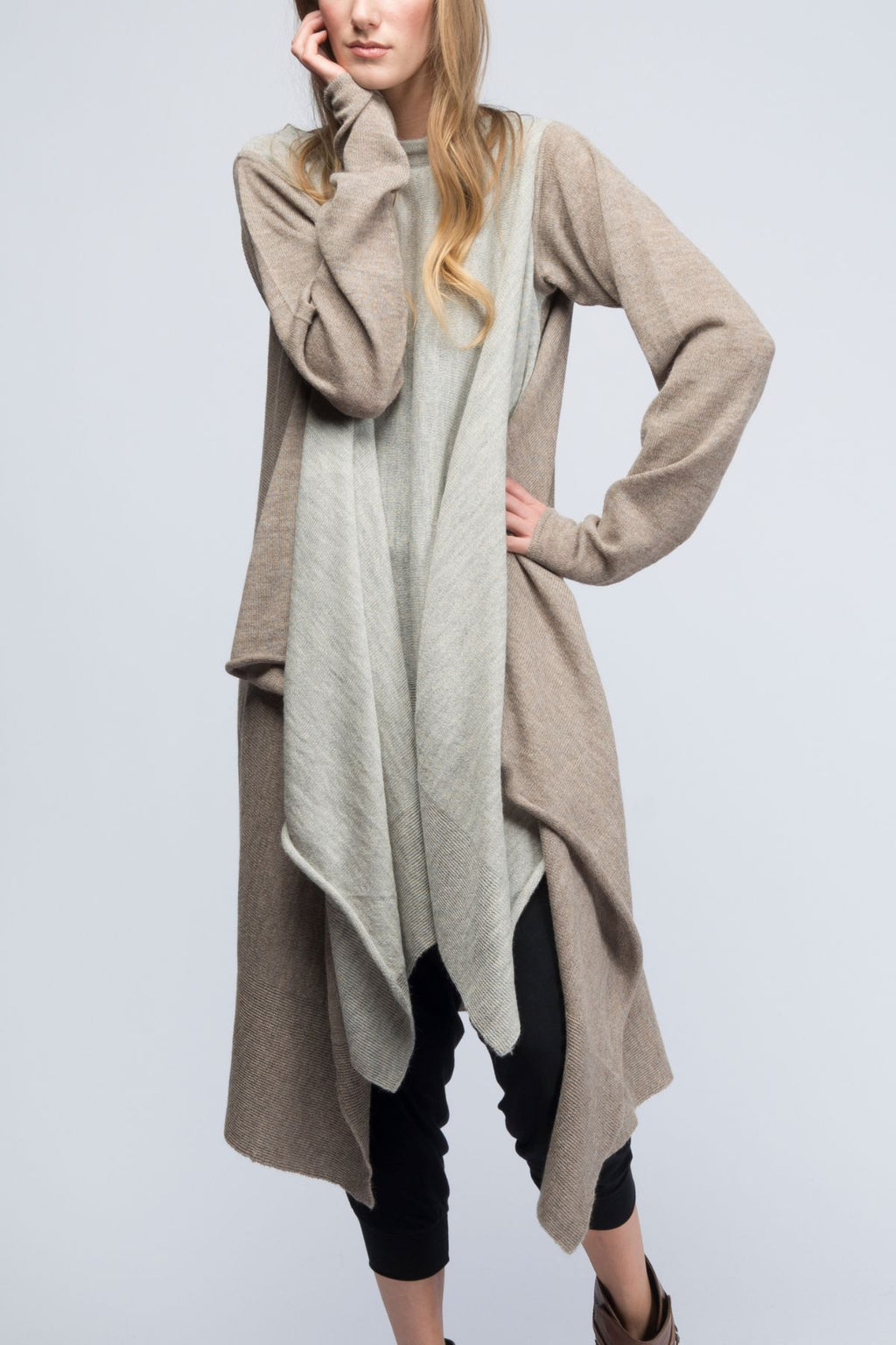 Meryl Two Color Hand-Loomed Alpaca Poncho