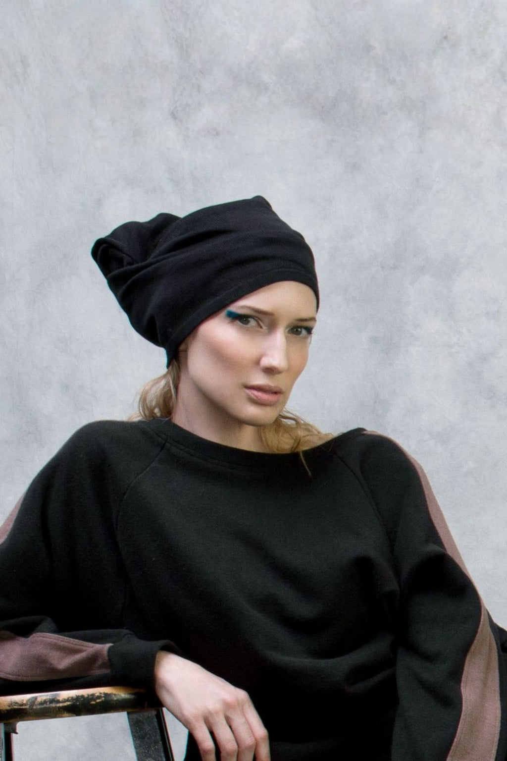 arzé pima cotton toque / scarf - black