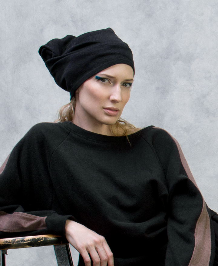 arzé pima cotton toque / scarf - black