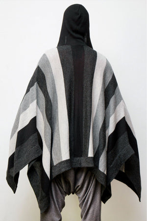 Anita Hooded Alpaca Striped Poncho
