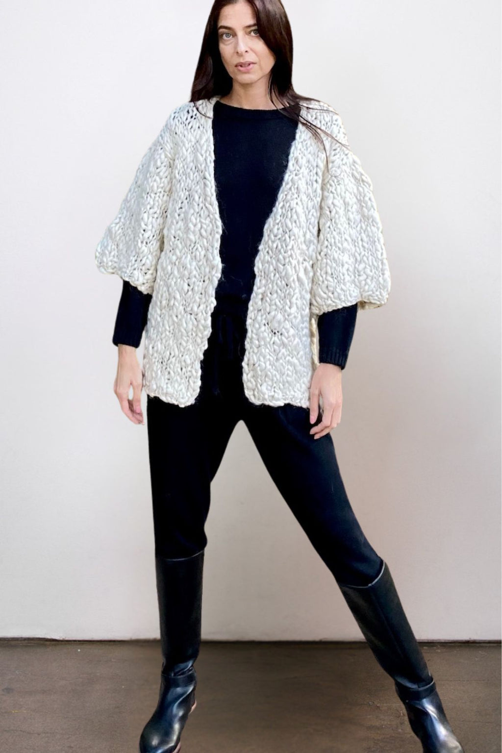 flammé baby alpaca cardigan - natural