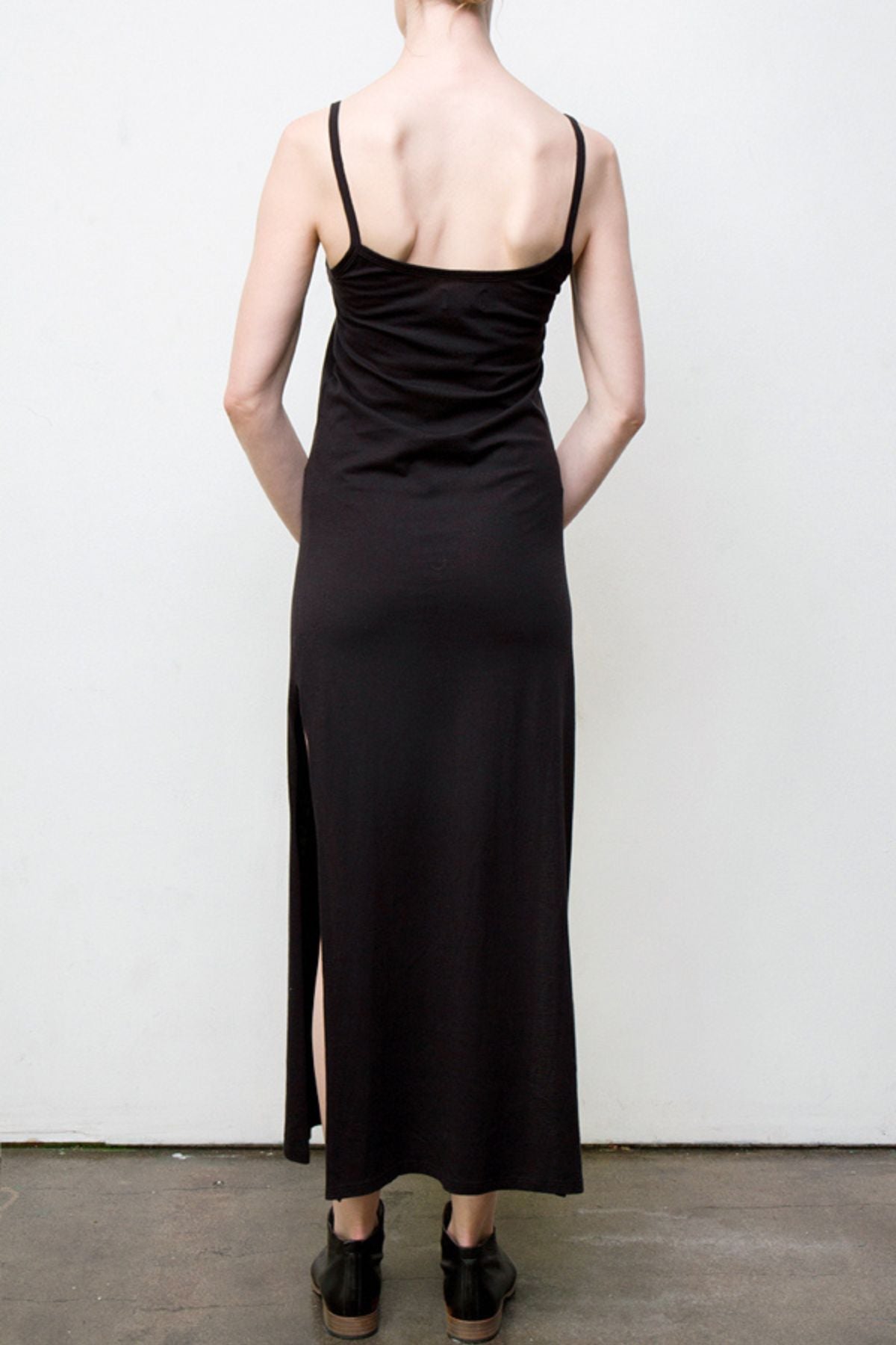 Long Spaghetti-Strap Dress - Organic Cotton- Black arzeatelier Long Spaghetti-Strap Dress - Organic Cotton- Black arzeatelier