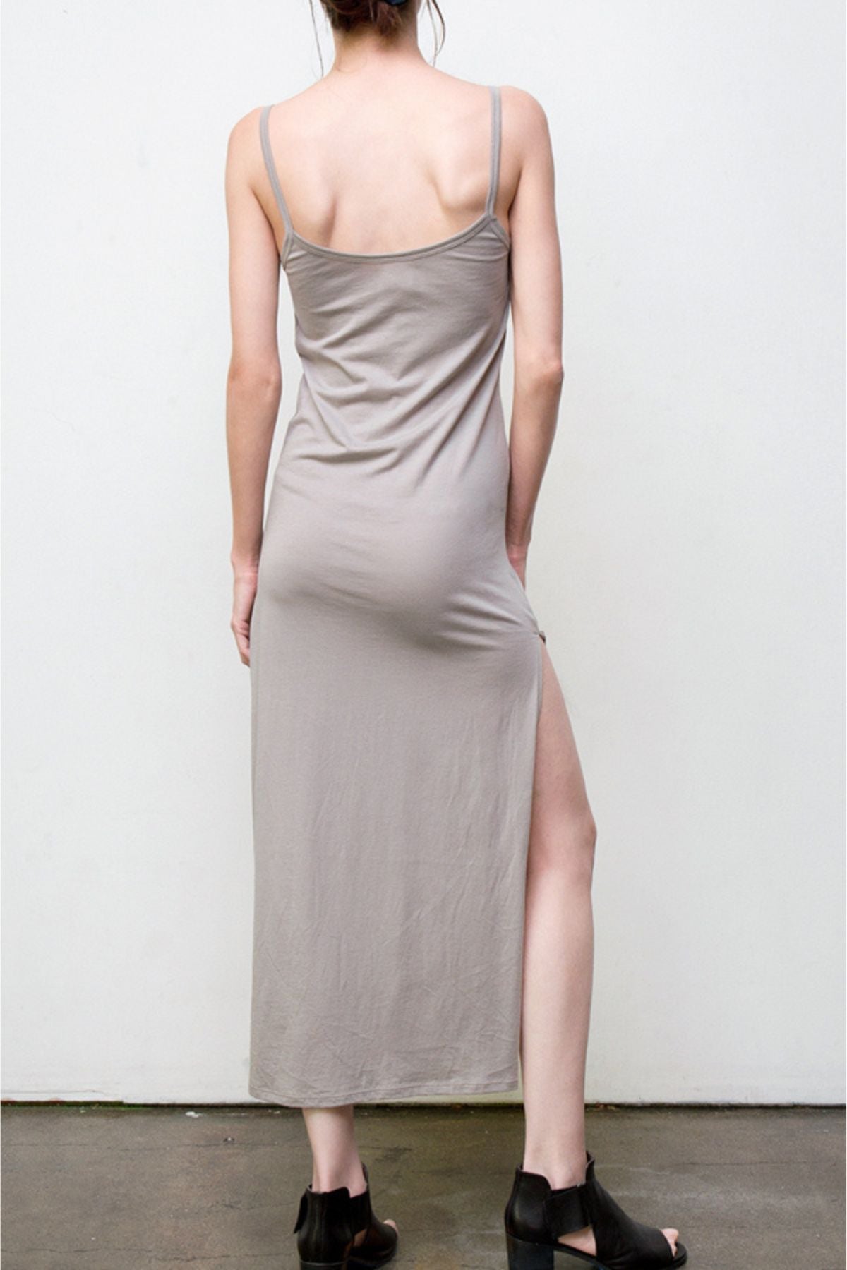 long spaghetti dress - grey