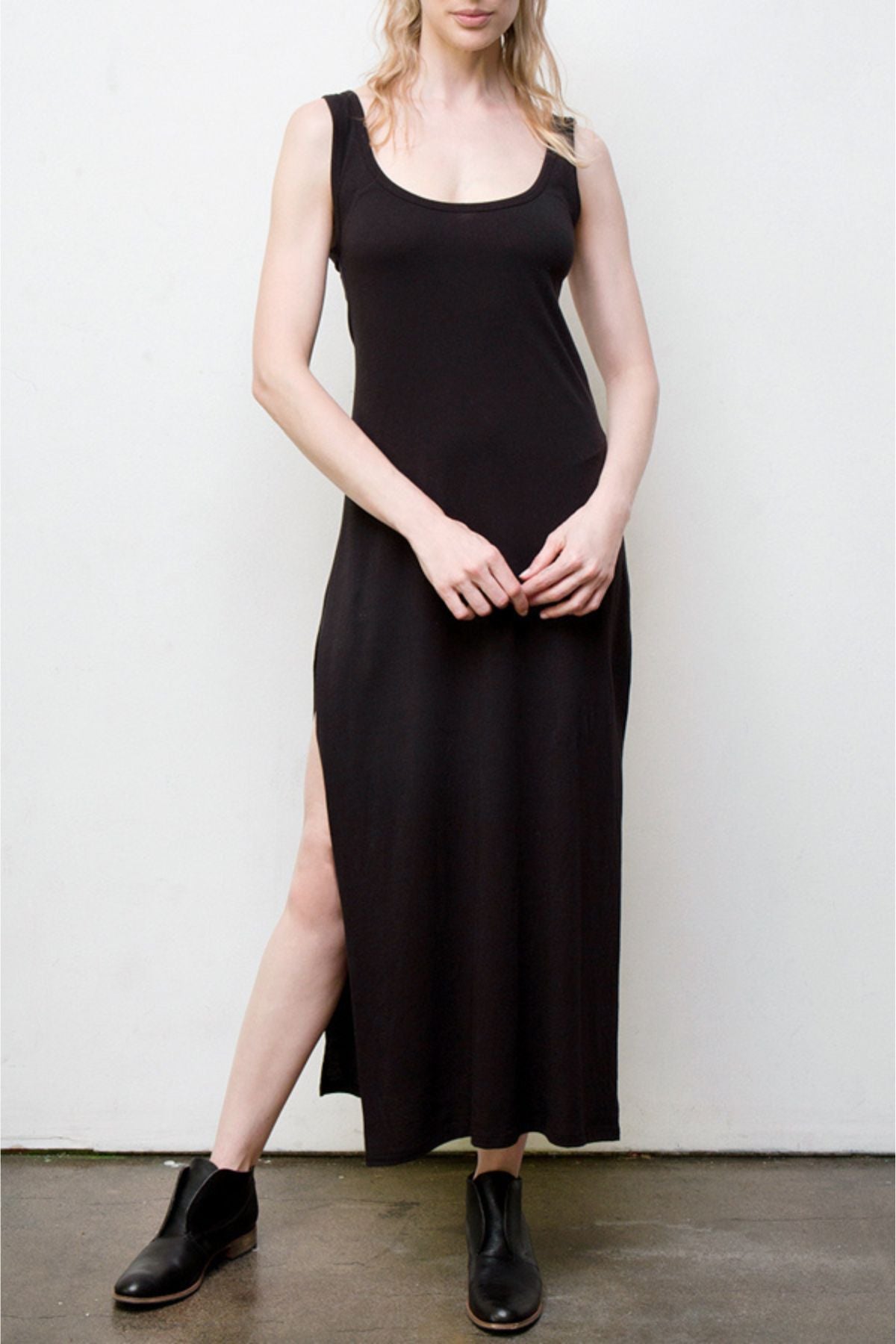 Long Tank Dress - Organic Cotton - Black arzeatelier Long Tank Dress - Organic Cotton - Black arzeatelier