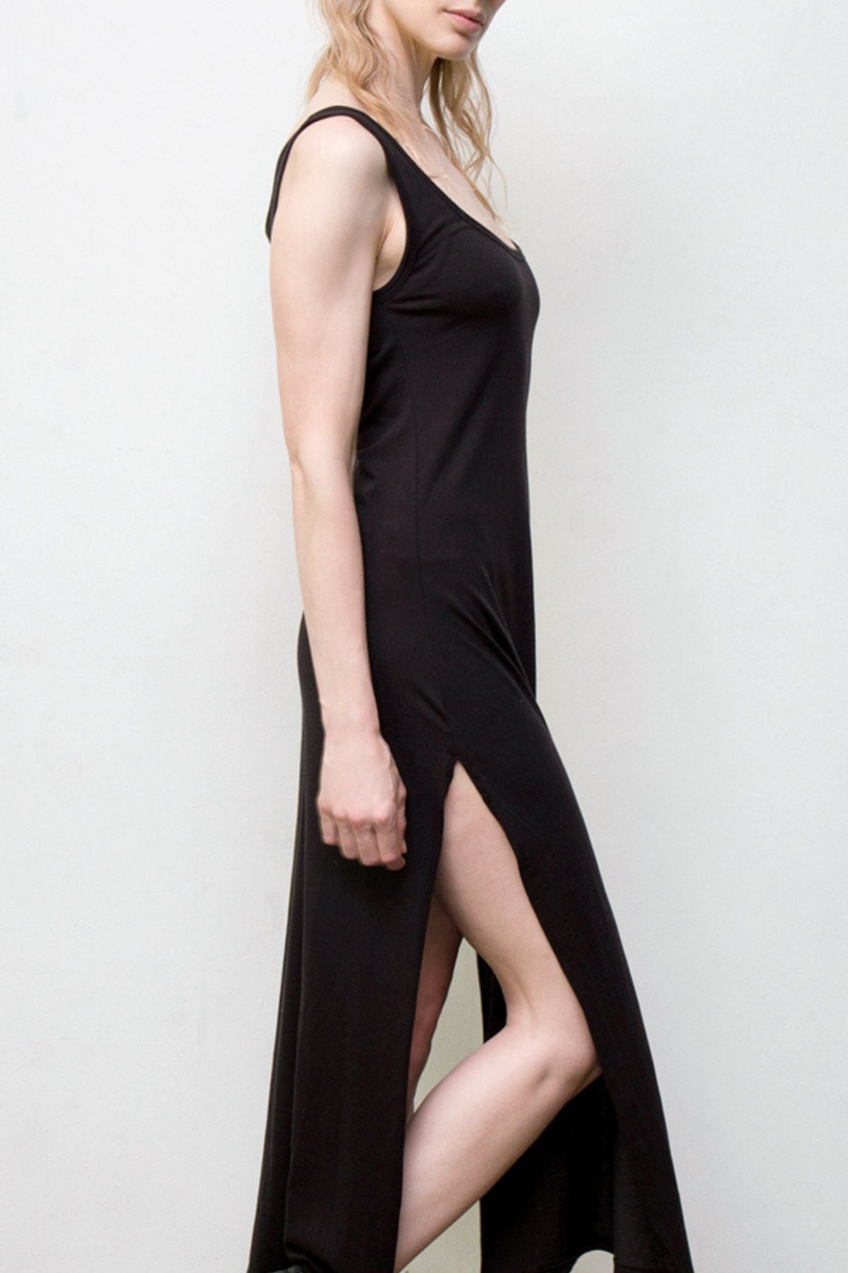 long tank dress - black