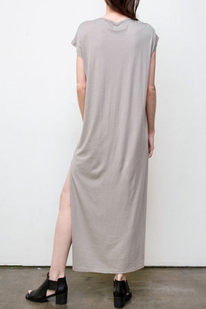 maxi v neck dress - grey