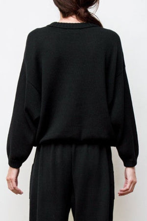 Mimi Hand-Loomed Pima Cotton Sweater - Black