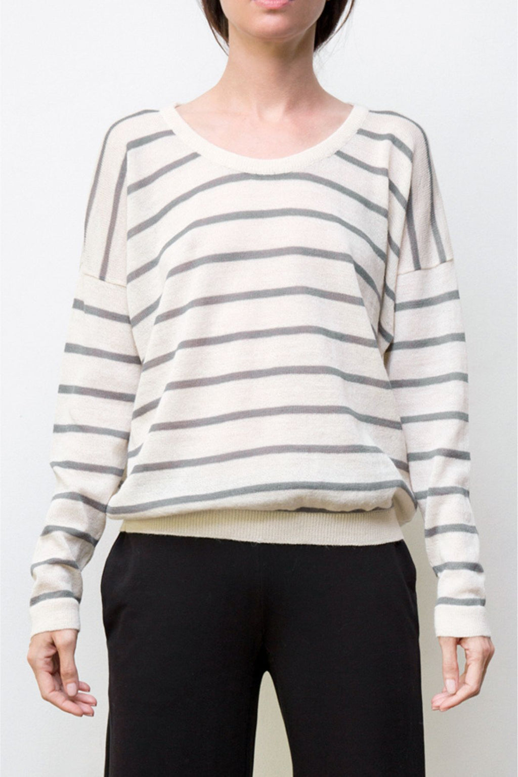 nini stripes pullover - cream / heather grey