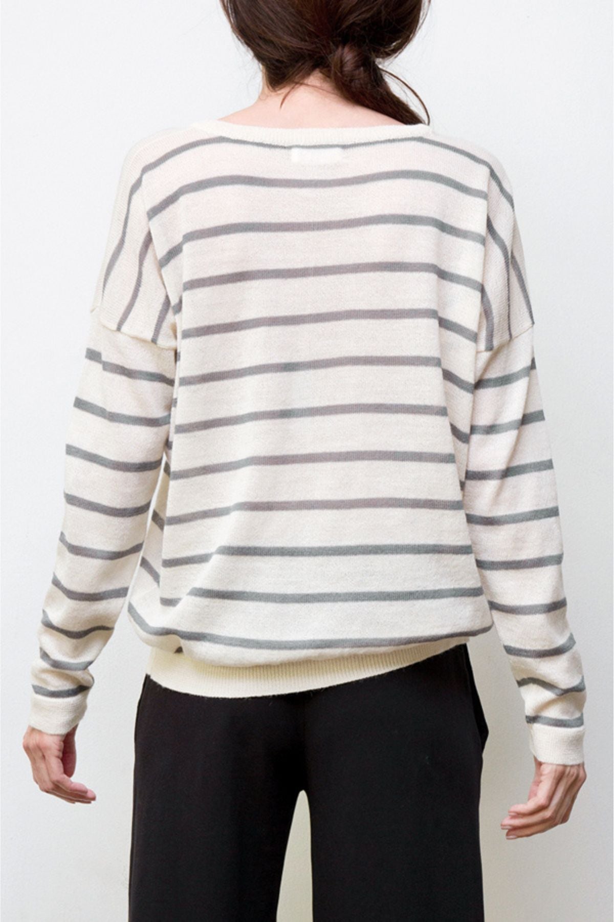 nini stripes pullover - cream / heather grey