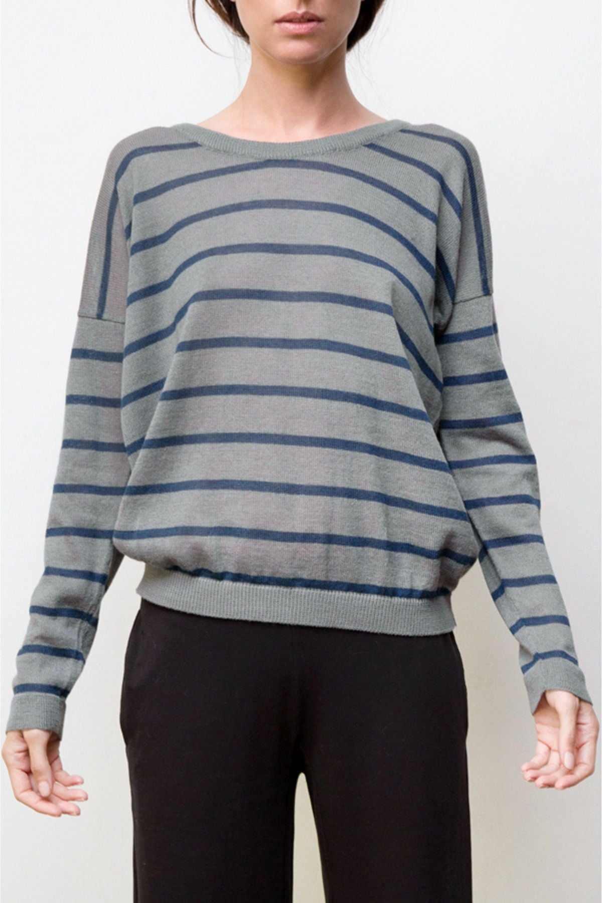 nini stripes pullover - grey / blue
