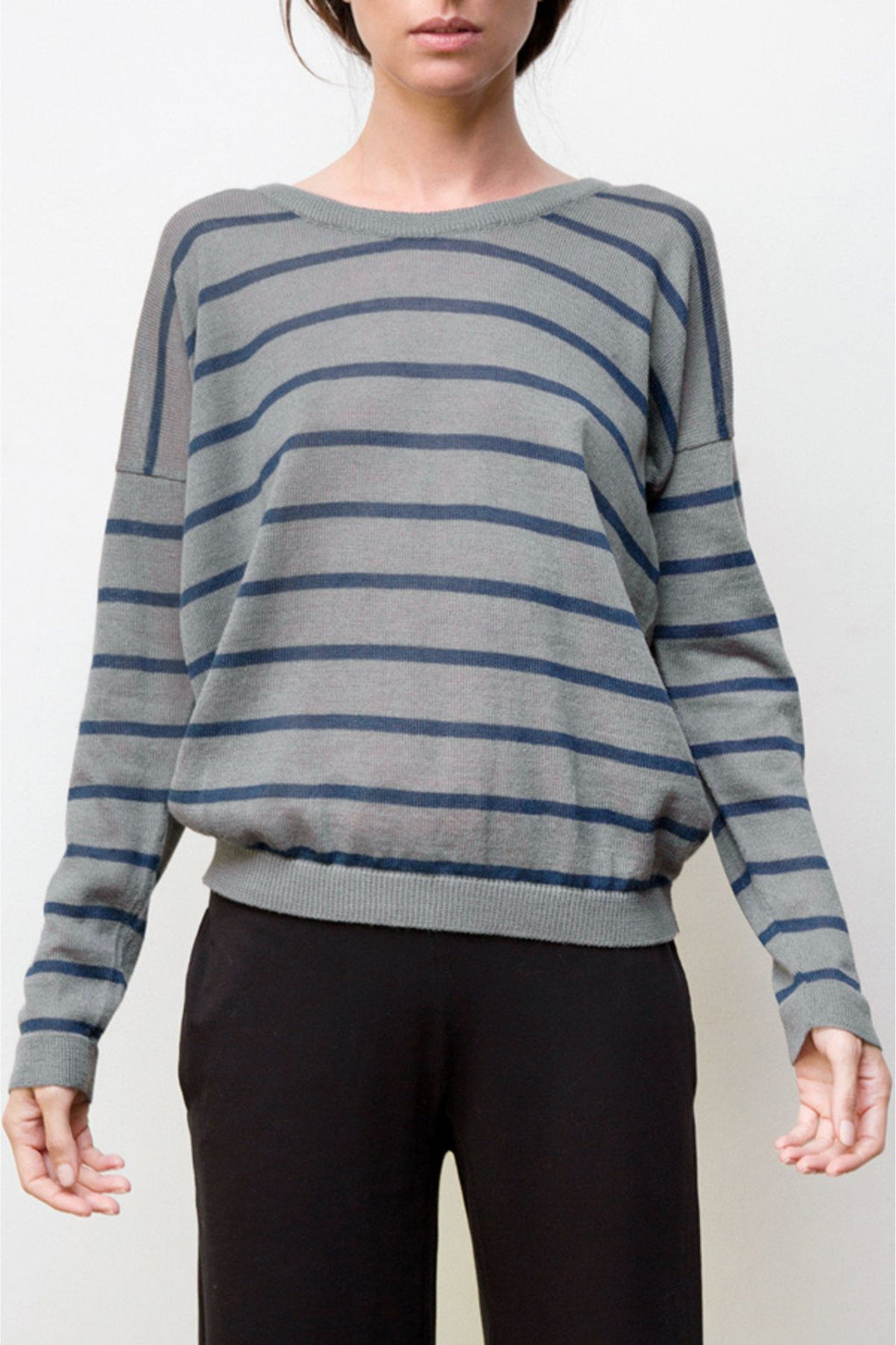 nini stripes pullover - grey / blue