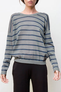 nini stripes pullover - grey / blue