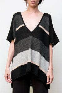 wayne alpaca striped tunic - black w/stripes