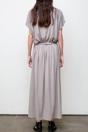 belted long dress - grey