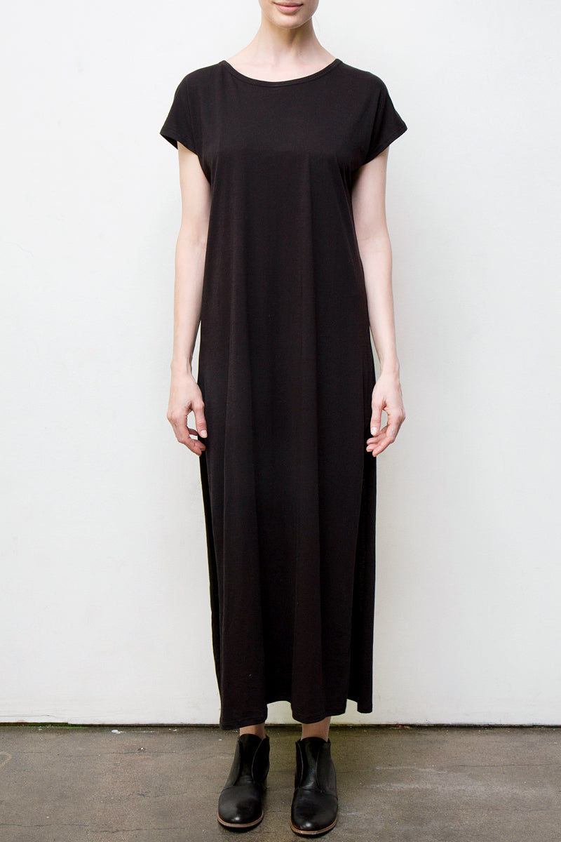 maxi v-back dress - black