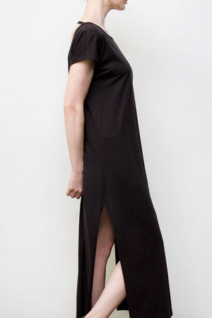 maxi v-back dress - black