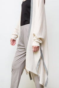 dylan alpaca duster - sand w/light grey border