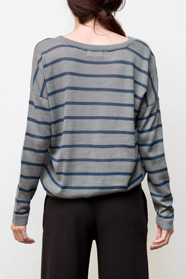 nini stripes pullover - grey / blue
