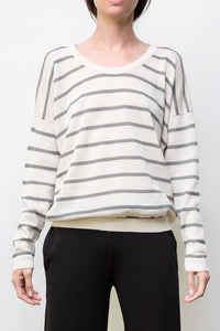 nini stripes pullover - cream / heather grey